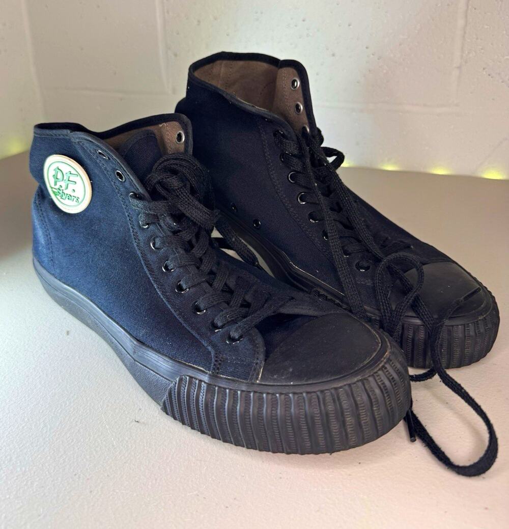 pf flyers black canvas high top sneakers men’s 14 vulcanized retro shoes